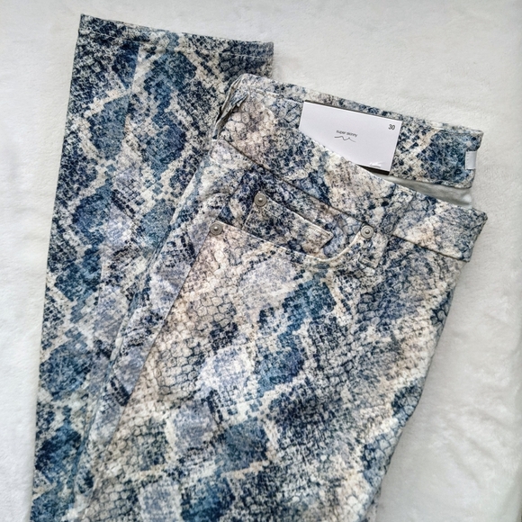 7 For All Mankind Mid Rise Skinny Ankle Jeans Snake Stretch Denim Indigo 30 NWT - Picture 7 of 14